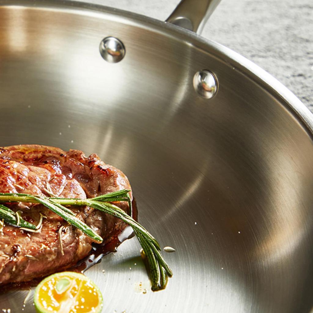 Easy-to-clean, Non-stick Frying Pan with a Long Handle, Stainless Steel Cookware (28cm)