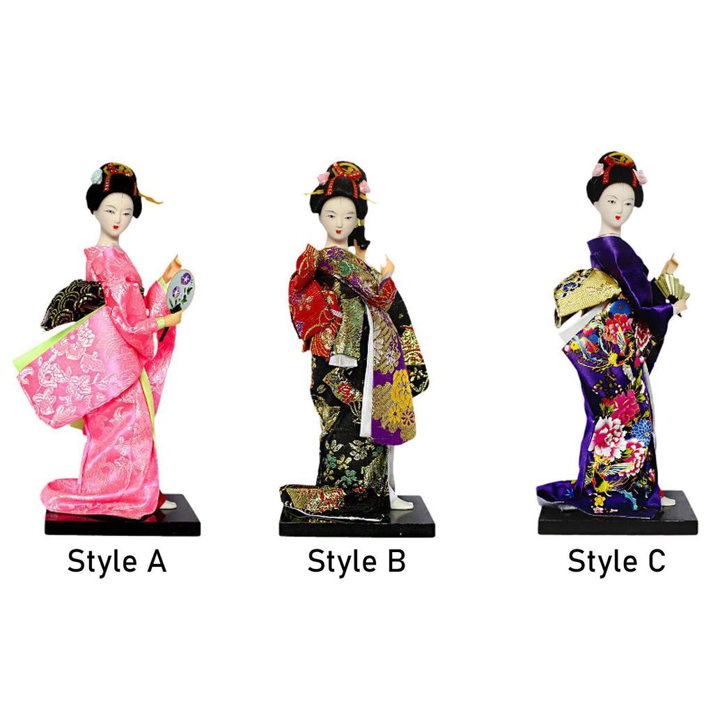 Japanese Kimono Doll Figure Centerpiece Desk Ornament Collectible Statue Lady