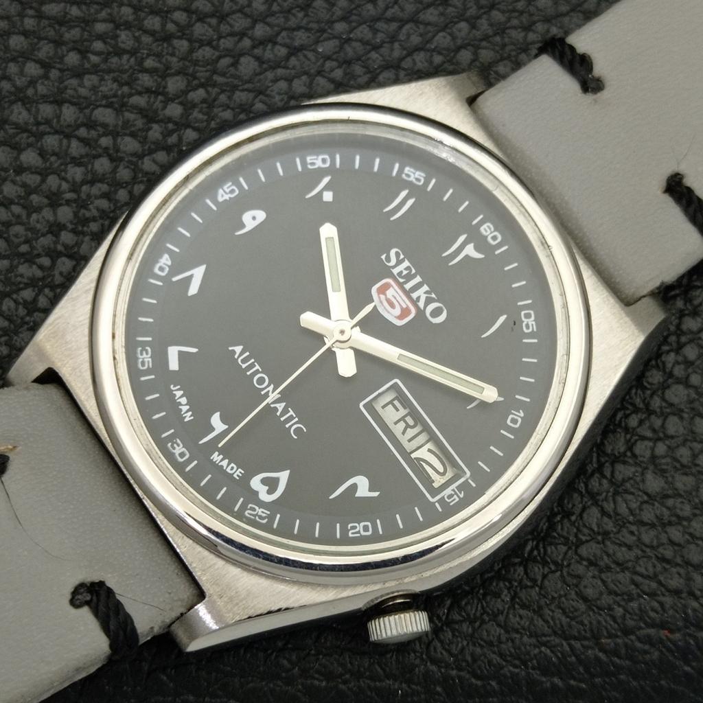 Seiko 5 AUTOMATIC JAPAN VINTAGE 6319A MENS ARABIC BLACK DIAL WATCH A702530-1