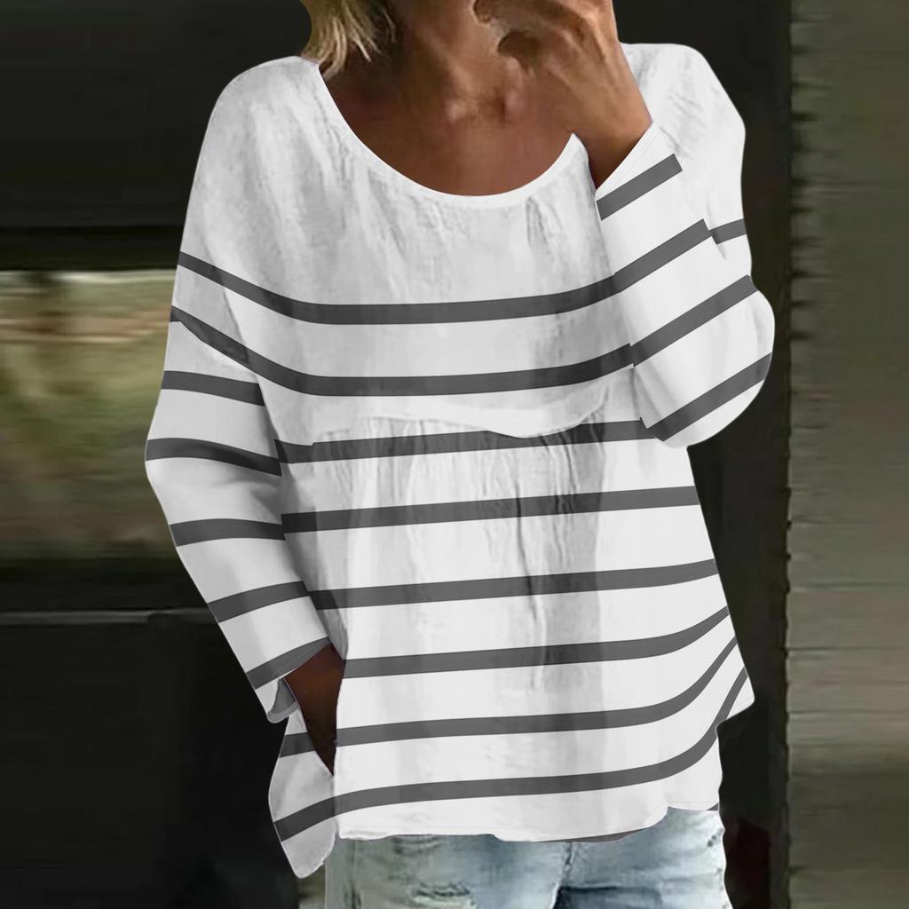 Damen Casual Mode Locker Rundhals Blumenmuster Langarm Oberteil