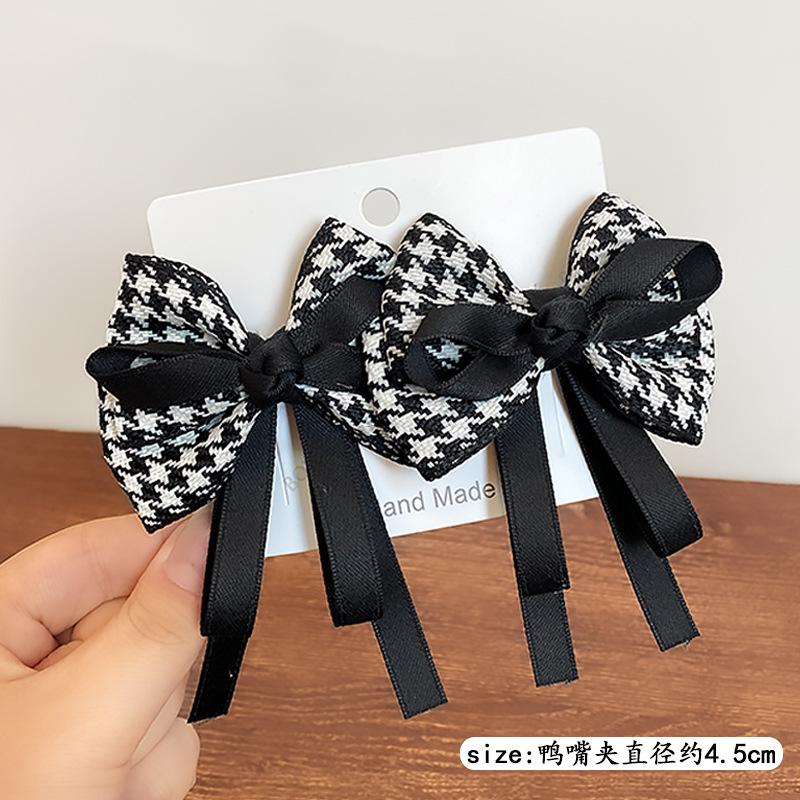 2pcs/set New Cute Plaid Ribbon Bowknot Hair Clips for Baby Girls Handmade Bows Hairpin Barrettes Headwear Kids Hair Accessories