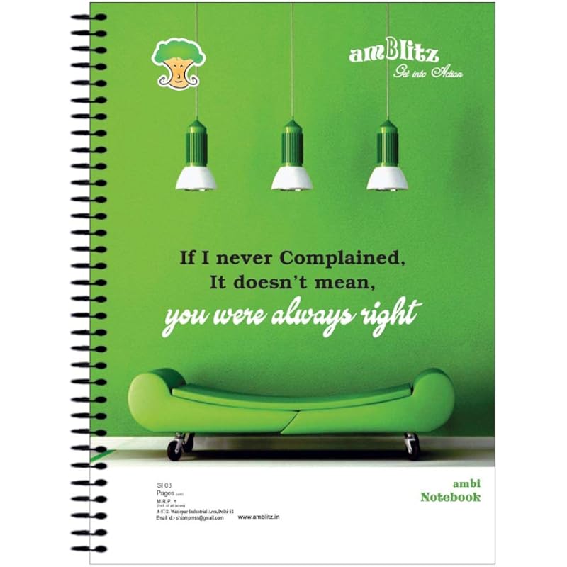 Amblitz Spiral Notebook (A4, 300 Pages) Single Line Ruled - Pack Of 2