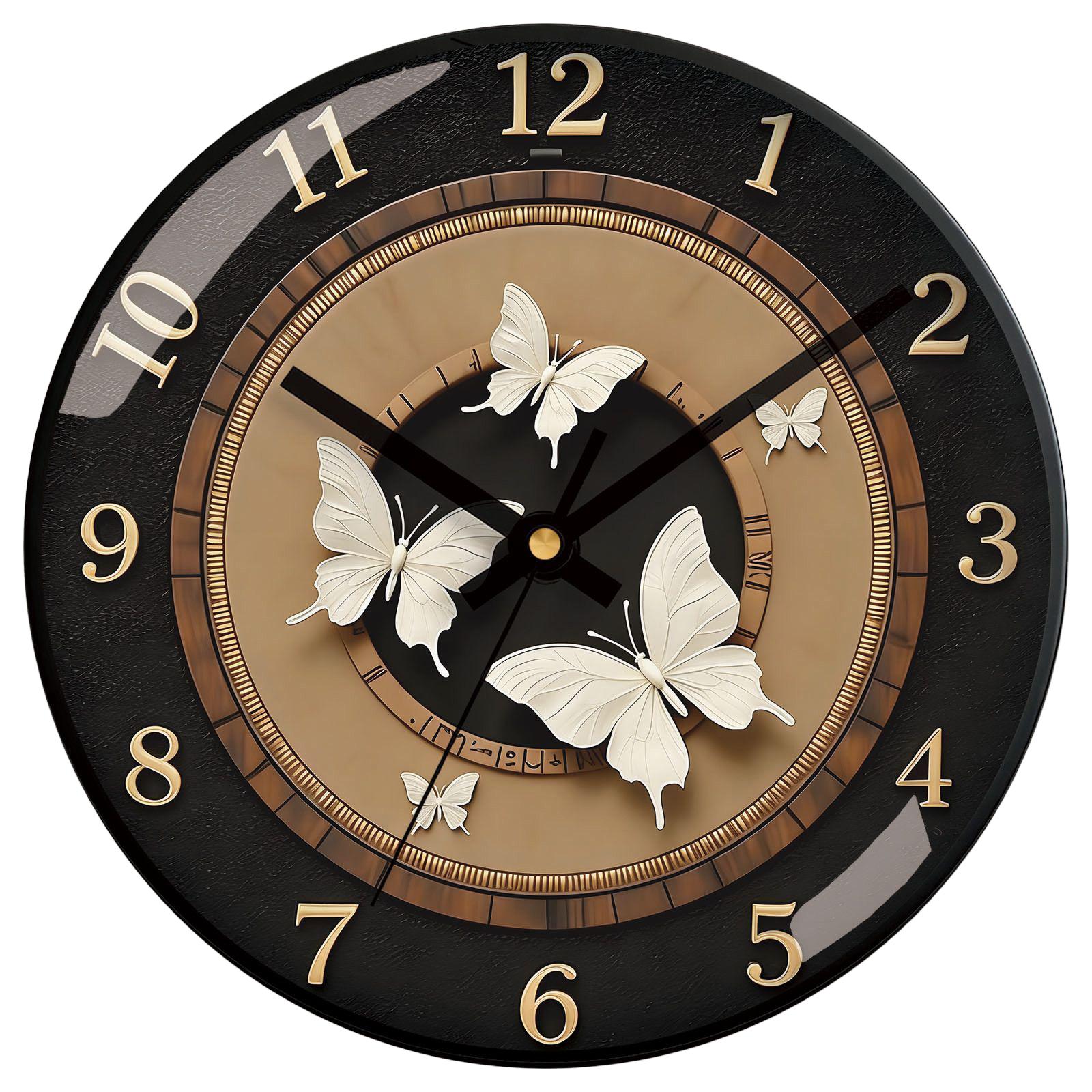 

Elegant Butterfly Wall Clock Silent Wall Watch 3D Nature Art Home Decor Creative Gift For Butterfly Lovers (as the picture,8 inch)