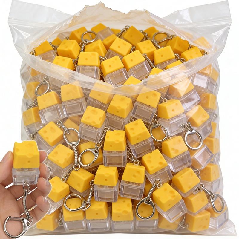 Cute Cheese Key Chain Keyboard Stress Relief Fidget Button Cheese Keycap Fidget Clicker Keychain Keyboard Finger Toys Decoration