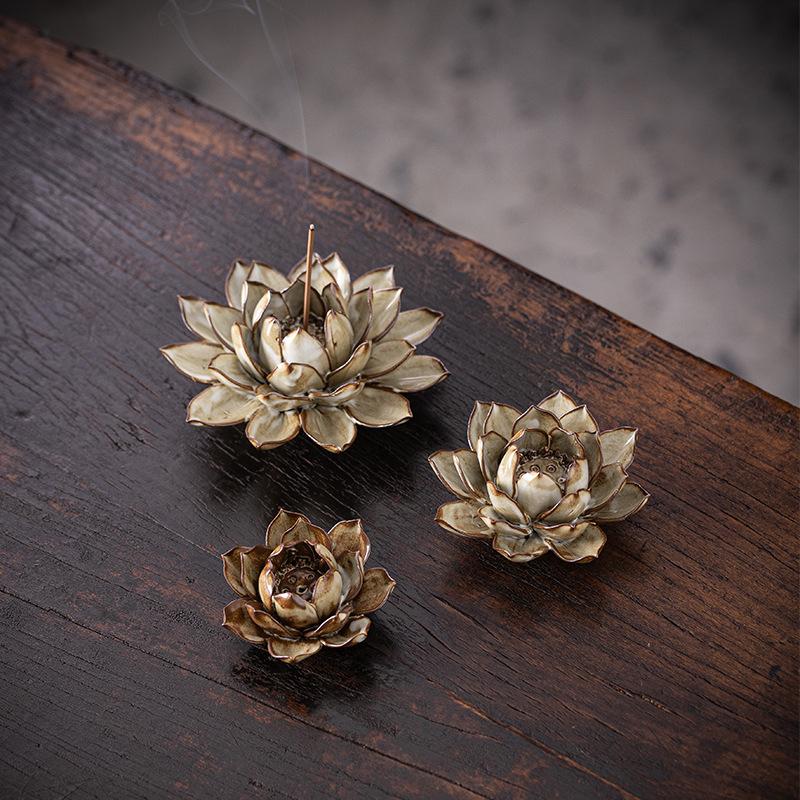 Keramik Ge-Ofen handgefertigt Lotusfaden Räucherstäbchen Räucherständer Haushalt Innenbereich Retro Sandelholz Agarholz Räucherstäbchenhalter Ornament