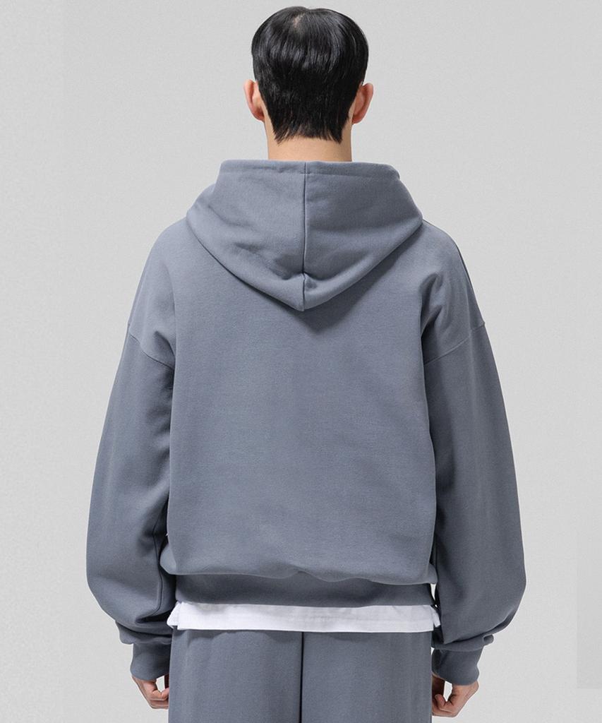 Oversized Double-Sided Brushed Kitsch Flower Balloon Hoodie - Gray