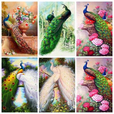 5D-Diamant-Malerei-Set zum Selbermachen, Blumen-Pfau-Kunst, Diamant-Stickerei, Strass-Dekorationen für Zuhause