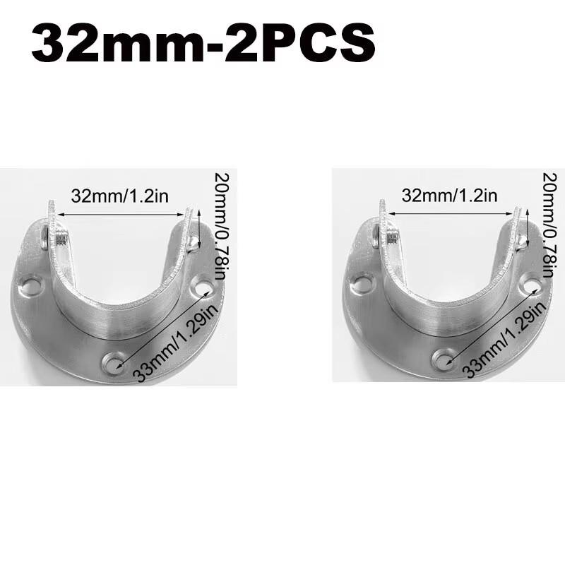 304 Stainless Steel Flange Seat Wardrobe Hanger Fixing Rod Hardware Accessories Curtain Rod Tube Hook Fixing Support Bracket Sea