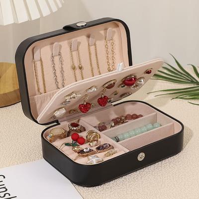 Portable Travel Girl Jewelry Storage Box, Necklace, Ring and Earring Storage Box, Double-layer Home Accessory Box, Jewelry Box