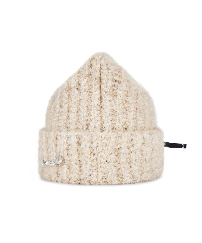 Bajal Safety Pin Square Beanie Cream