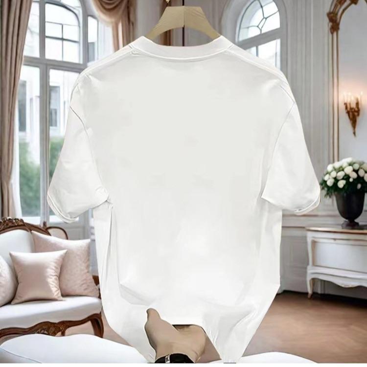 

Мужская белая летняя рубашка свободного кроя с круглым вырезом и коротким рукавом 2XL