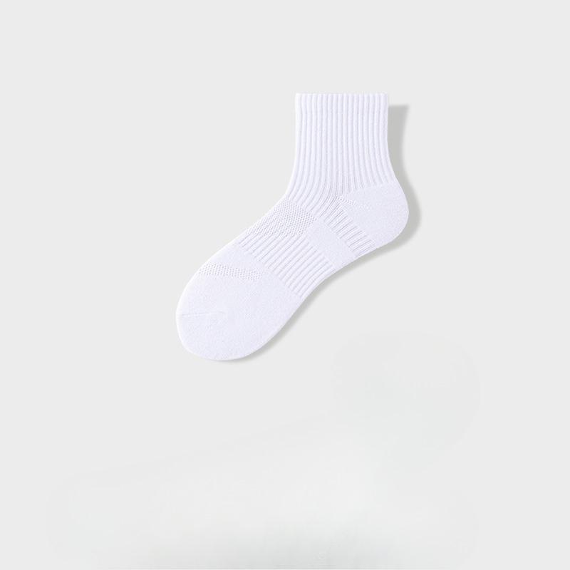 Men's Summer Pure Cotton Sports Running Boneless Deodorizing Sweat Absorbing Tube Socks