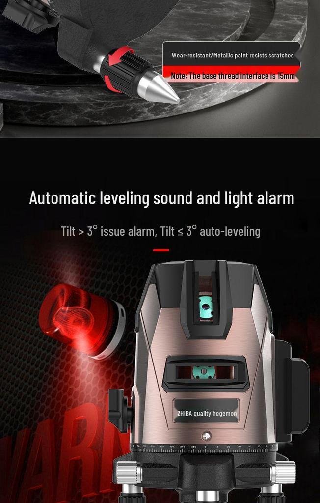 High-Precision Automatic Laser Level Tool with Green & Blue Light, 5-Line Infrared, Outdoor Use