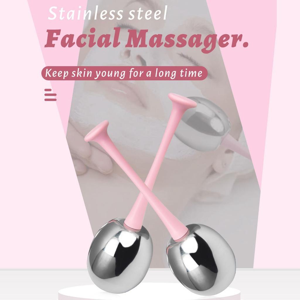 2pcs Facial Ice Globes Stainless Steel Facial Massage Reduce Puffiness Eliminate Fine Lines Ice Globes for Facial Skin Care