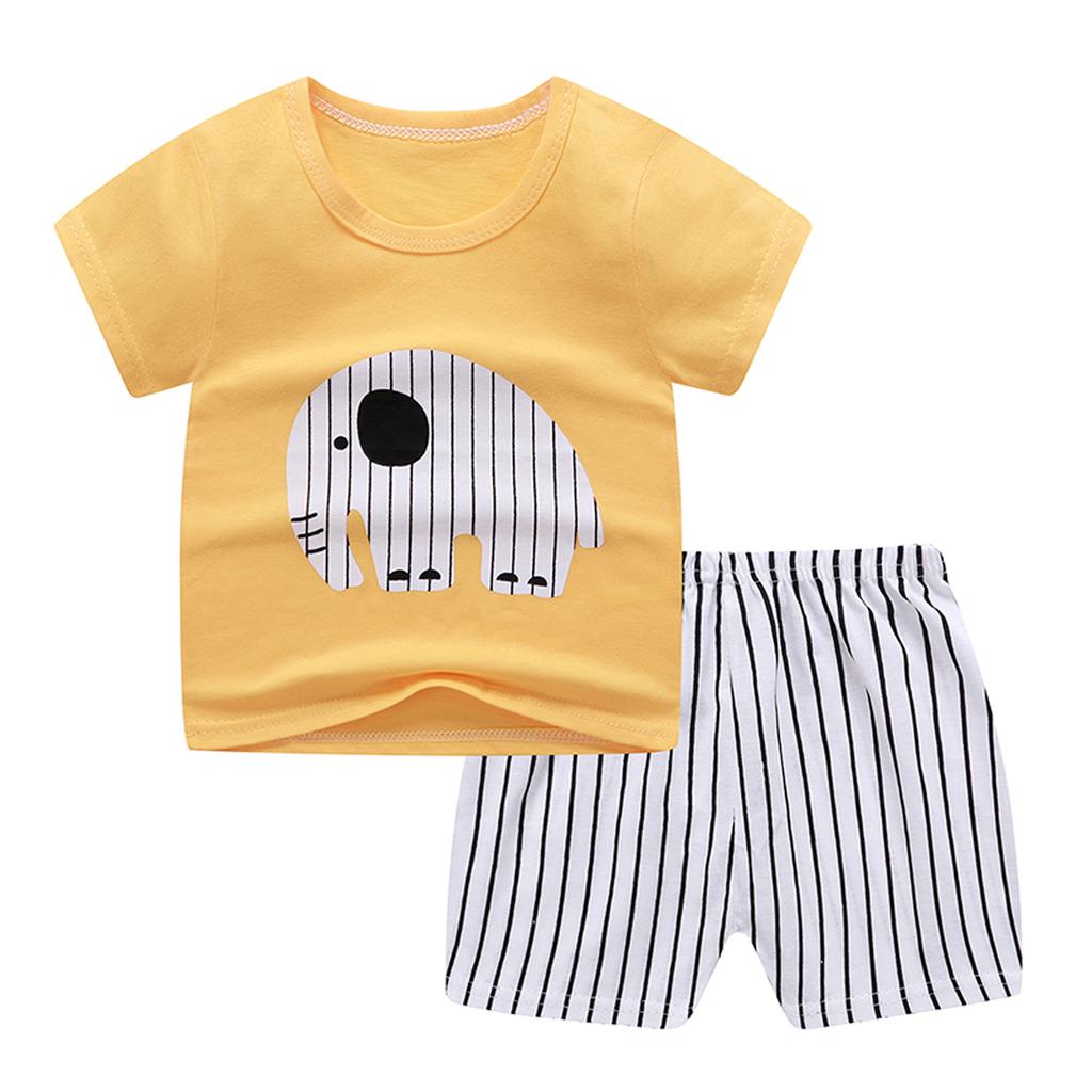 Toddler Baby Boys Girls Short Sleeve Cartoon T-Shirt+Shorts Outfits Set 0-3Y