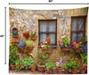 Tuscany Tapestry Italy Old Stone Wall Flowers Windows Decor Wall Hangings Large for Bedroom Living Room Dorm Man Cave