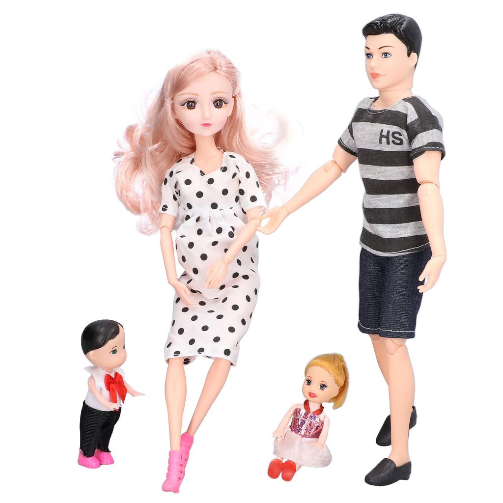 Family Doll Set Lovely Vivid Dad Pregnant Mom Son Daughter Baby Doll Children Toy Birthday Gift