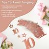 Pink Rose Gold 10th Birthday Decorations for Girls, Pre-Strung Glitter Twinkle Number 2015 10 Years Old Hanging Streamer Banner Party Supplies, Pink
