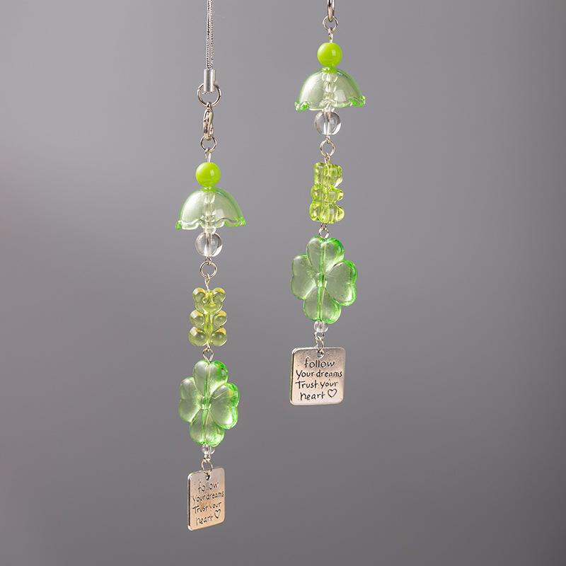Fresh Lucky Grass Mobile Phone Chain Lanyard Beaded Wind Chimes Bag Pendant Ins Wind Keychain Versatile Bag Pendant