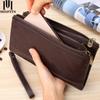 MISFITS Männer Marke Organizer Brieftaschen Aus Echtem Leder Doppel-reißverschluss Handtasche Mann Kuh Leder Lange Geldbörse Multi-funktion Telefon Tasche