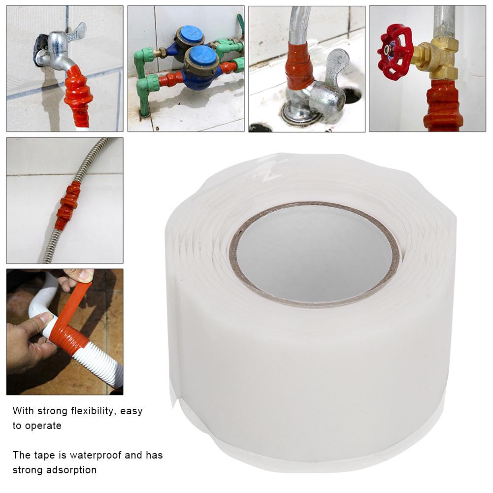 Waterproof Tape Strong Stickiness PVC PPR Pipes Repairing Supplies 1 Meter Length WhiteCelsiusRed