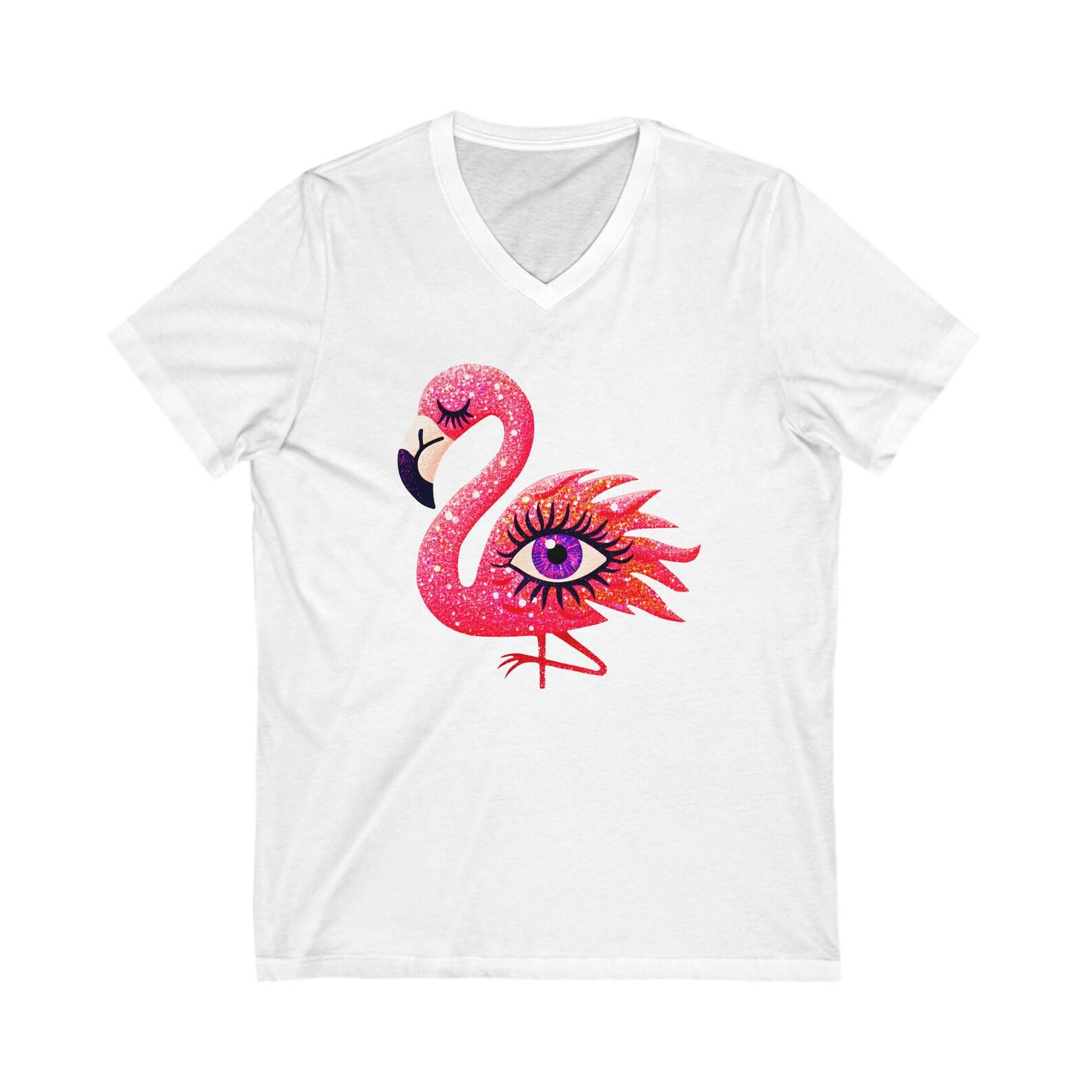 Pink Flamingo Short Sleeve V-Neck Tee 140