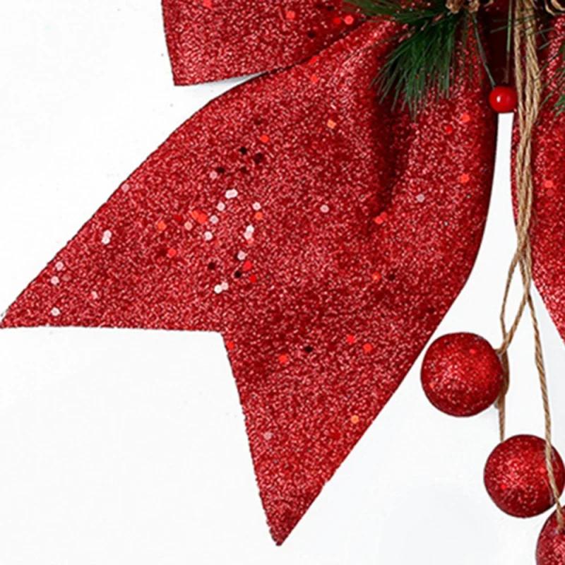 1PC 25X30cm Christmas Bow Hanging Bowknot Pendant Xmas Tree DIY Decoration For Wedding Party Decoration New Year Gift Bow Crafts