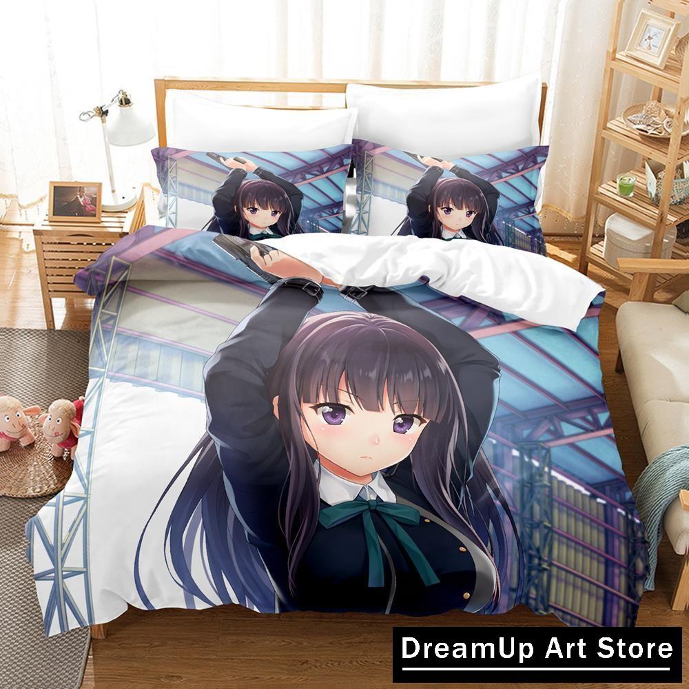 3D-Druck Mode Anime Lycoris Recoil Bettwäsche Set Jungen Mädchen Twin Queen Full Size Bettbezug Kissenbezug Bett Erwachsene Schlafzimmer