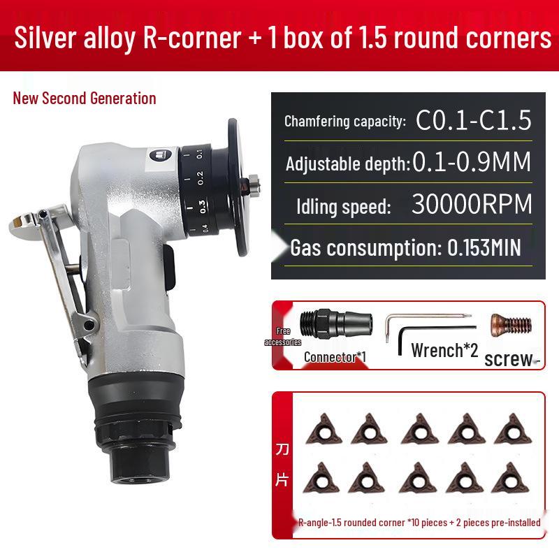 Handheld Mini Pneumatic Chamfering Machine: 45° C/R-Angle Deburring Tool for Woodworking and Metal
