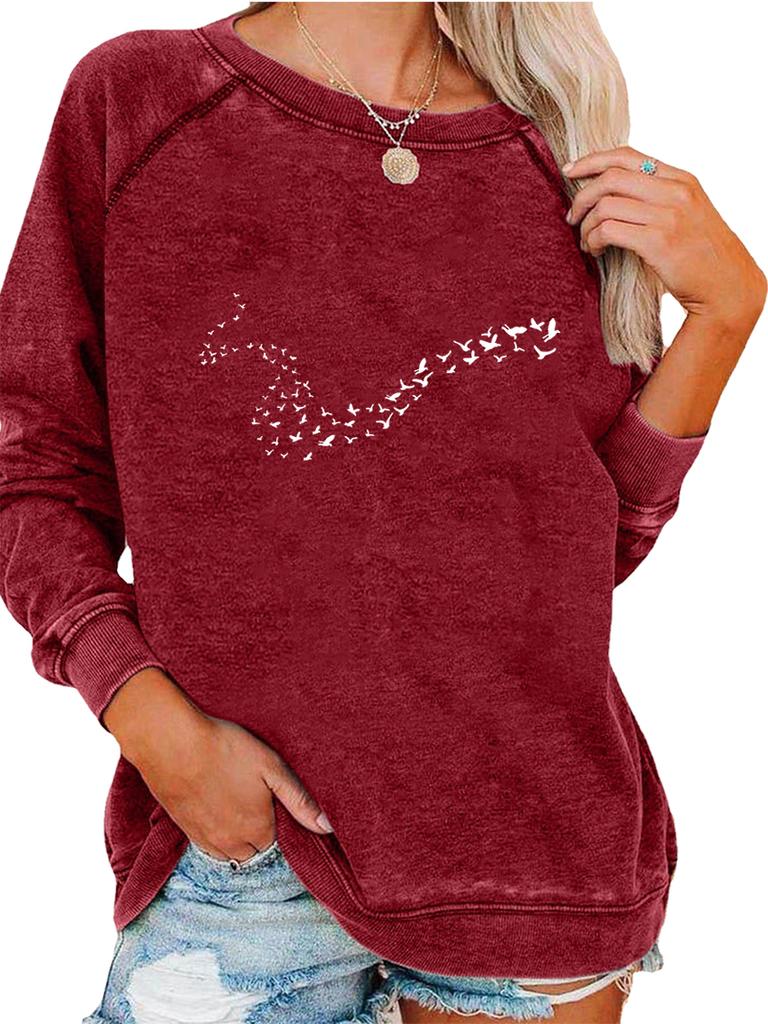 Women's Oversized Pullover Sweatshirt Versatile Top Female Spring/Fall Sweatshirt Fashion Print Top
