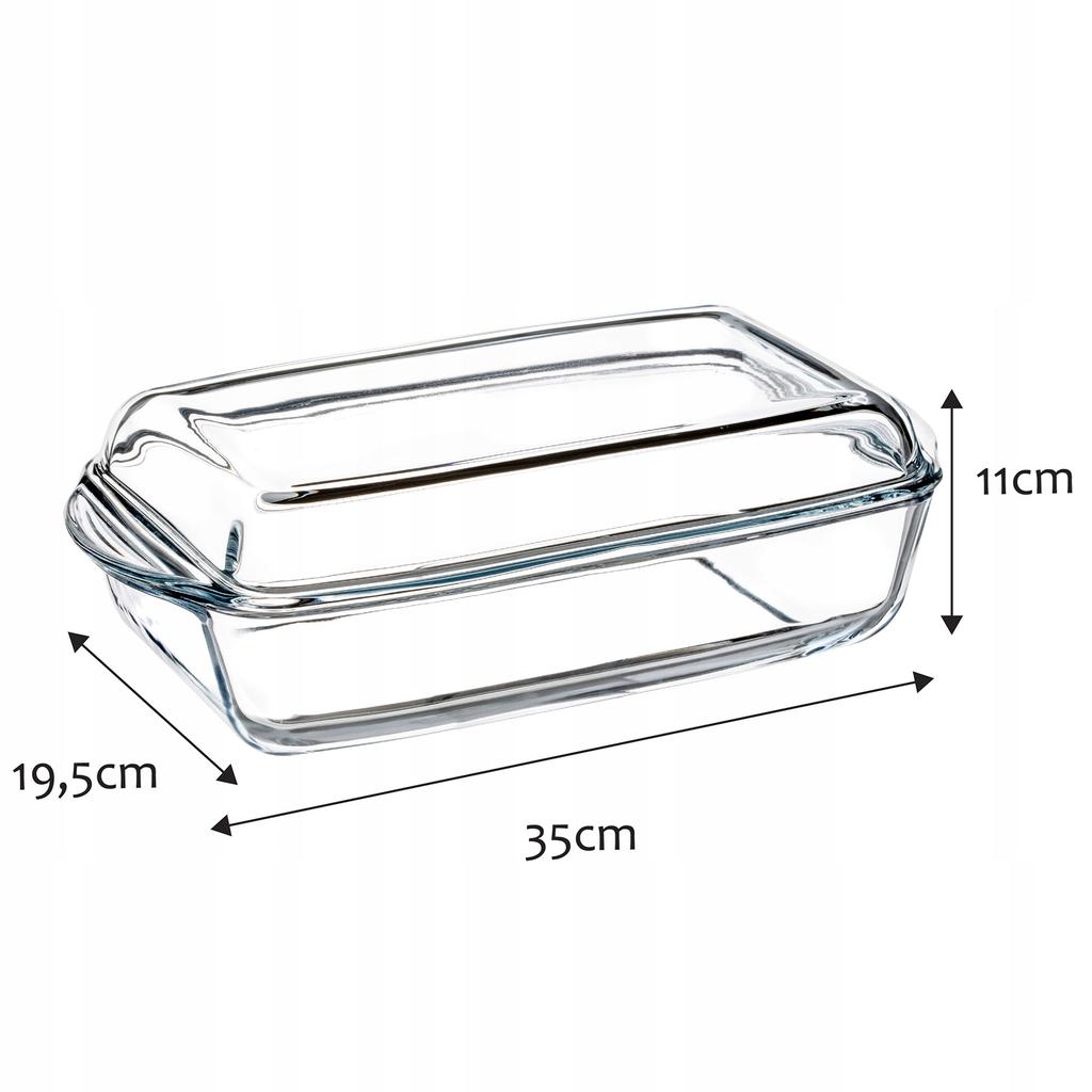 KADAX Hőálló edény fedővel sütéshez, sütéshez, téglalap alakú