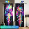 2pcs Colorful Ink Splash Gamepad Curtains   Sunshade and Privacy-protecting Pole-type Curtains