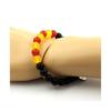 Stones and Minerals. Catalan Bracelet Matte Black Onyx Beads + Yellow Agate + Red Agate 8 Made In France.