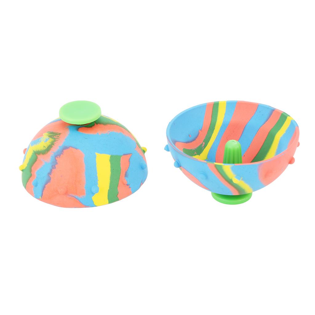 2pcs Bounce Bowls Fidget Toys Rubber Camouflage Bouncing Bowls Durable Jumping Bounce Fidget Toys for Home School Yard Playground