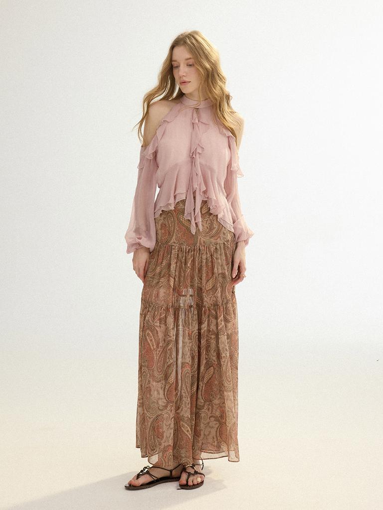 Sinseuden Vintage Paisley Long Skirt