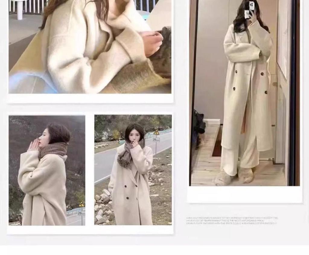 Luźny wełniany płaszcz średniej długości w stylu koreańskim na jesień/zimę 2025 dla kobiet