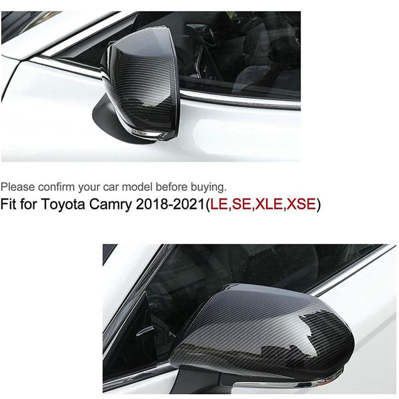 For Toyota Camry 2018- Rearview Side Mirror Cover + Door Handle Cover Wing Cap Exterior Door Rear View Case Trim Carbon