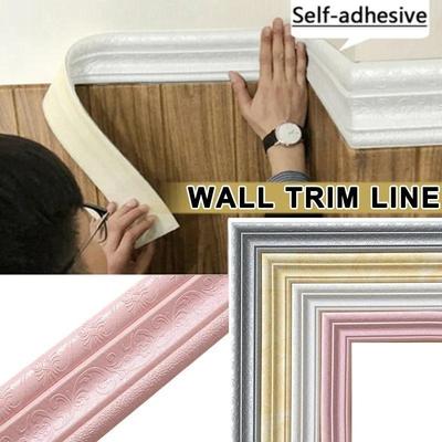 Papel tapiz autoadhesivo 3D para decoración de pared, tira de espuma autoadhesiva, cinta impermeable para rodapiés