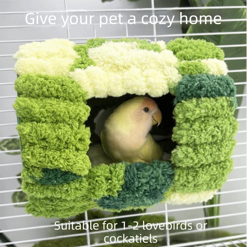 Winter Thickened Warm Parrot Nest Cylinder Design Flannel Winter Bird Bed with Pads Colorful Hanging Hammock Bird Cage