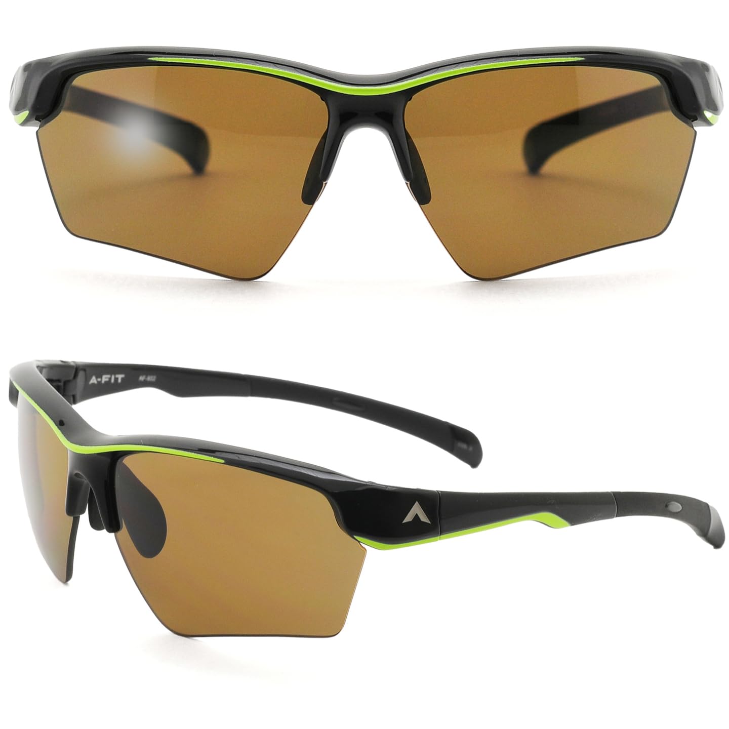 

Polarized Sunglasses for Sports Golf Running Baseball UV Protection Green Brown [Afit] Men s AF-802PBR-C3 Black/Lime (Polarized Lenses)