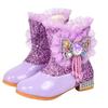 Kuromi Girls' Purple High-Heeled Ankle Boots - Velvet Lined, Warm Snow Boots for Autumn & Winter