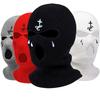 Cross Embroidery Ski Mask Winter Balaclava Hat 3-Hole Knitted Full Face Cover Neck Gaiter Warm Beanie For Outdoor Sport