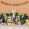 Holiday Landscape Decor Set Christmas Resin Miniature Houses with Light Up Village Collection for Tabletop Display
