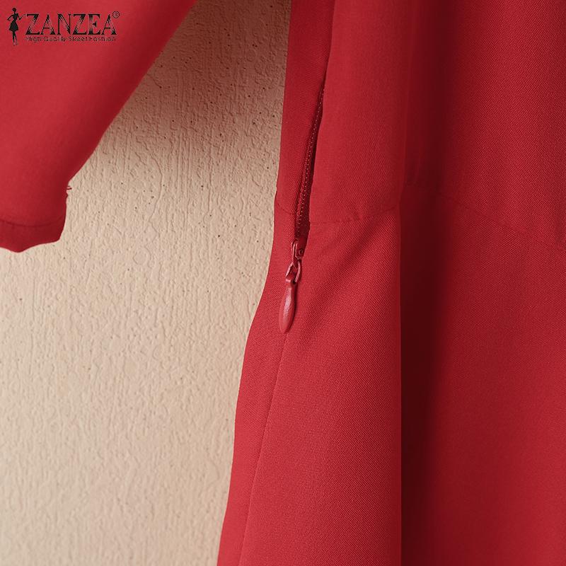 ZANZEA Women Summer Round Neck Casual Half Sleeve A-Line Dress