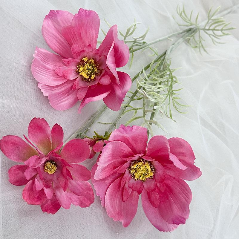 11pcs Gesang Flower Single Branch 1 Fork Queen Cosmos Imitation Fake Flower Silk Flower Living Room Arrangement Wedding Decor