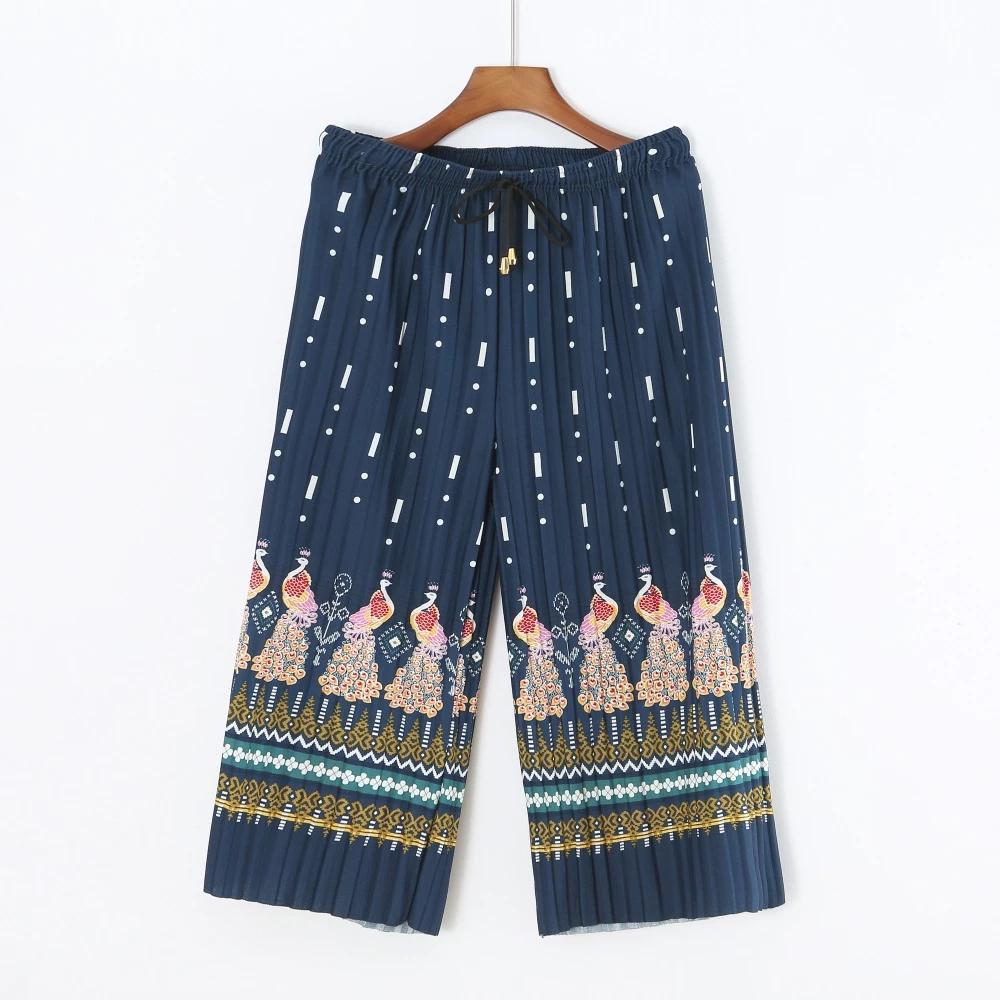 Dlouhé Volné Kalhoty Sloní Nohy Nastavitelný Elastický Pás Šňůrka Ženy Muži Unisex Potisk Thajsko Ležérní Streetwear Pláž Léto Bohémský Retro Vintage