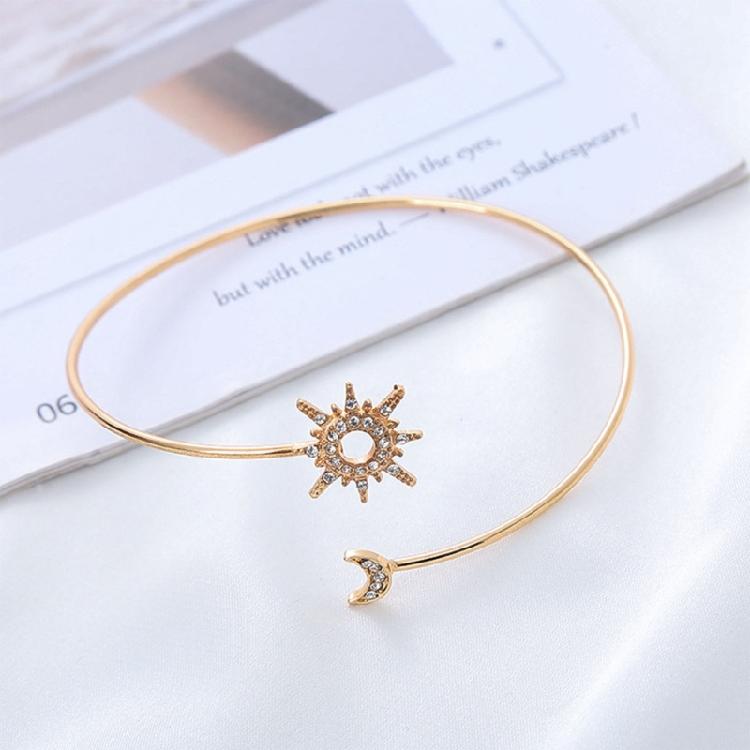 Arm Cuff Rhinestones Delicate Golden/Silver Armlet Armband Adjustable Bangle