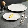 Pure White Half Rock Textured Ceramic Dinner Plate Steak Plate Dessert Plate Pasta Plates Molecular Cuisine Specialty Tableware