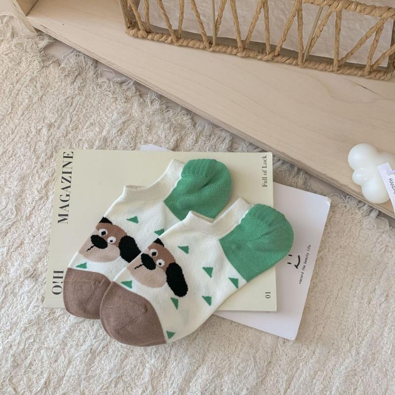 Ladies Spring and Summer New Silicone Non Slip Cartoon Cotton Breathable Heel Invisible Socks