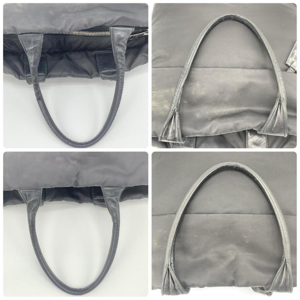Prada Reversible Tote Bag Handbag Leather Genuine Leather Tessuto Nylon Black Women's Men's Unisex Lightweight